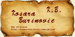 Kosara Burinović vizit kartica